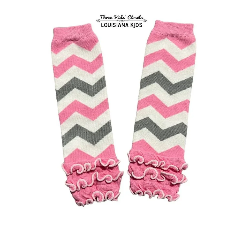 Pink & Grey Chevron One-Size Baby Leg Warmers